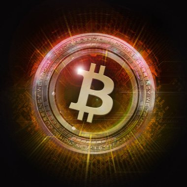 Renkli arkaplanda kripto para; renk sanatı