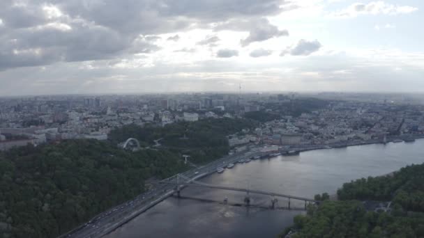 Allgemeiner Plan Der Stadt Kiew Blick Auf Das Rechte Ufer — Stockvideo