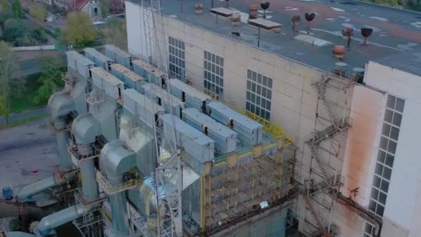 垃圾焚化炉烟道 环境污染 无人机视频 乌克兰 Kyiv 热力生产 植物能源 — 图库视频影像