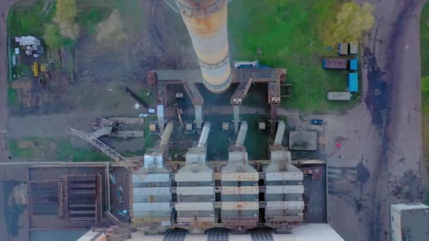 垃圾焚化炉烟道 环境污染 无人机视频 乌克兰 Kyiv 热力生产 植物能源 — 图库视频影像