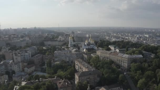 Kiewer Innenstadt Blick Auf Den Grundriss Der Stadt Bezirk Podil — Stockvideo