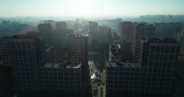 Moderne Häuser Kiew Ukraine Morgendämmerung Sommer Ganze Häuser Vor Dem — Stockvideo