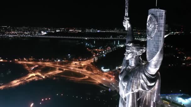 Drone Video Památník Matky Vlasti Kyjevě Ukrajina Letecký Město Symbolů — Stock video