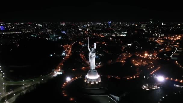 Video Dei Droni Monumento Madre Patria Kiev Ucraina Aereo Città — Video Stock