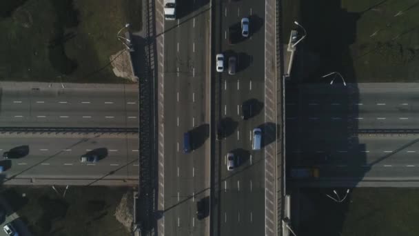 Aerial View Dnieper River Paton Bridge Kyiv Ukraine Summer Transport — Stock Video