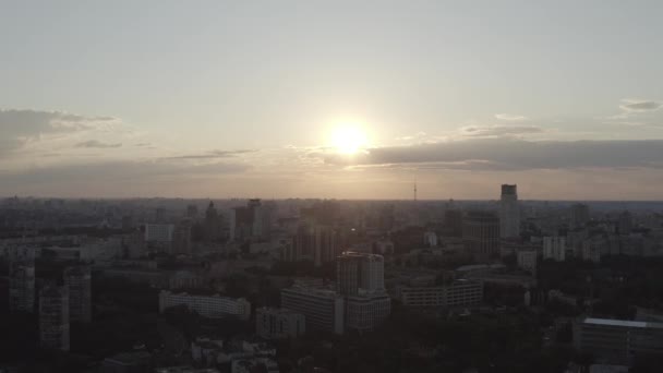 Der Allgemeine Plan Der Stadt Kiew Sonnenuntergang Luftaufnahmen Sommer Bezirk — Stockvideo