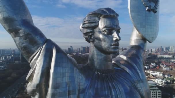 Denkmal Der Mutter Des Vaterlandes Kiew Das Wahrzeichen Der Stadt — Stockvideo