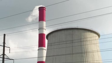 Kyiv, Ukraine. Aerial view, Kyiv power plant CHPP-6 in Troyeshchyna. Winter. 