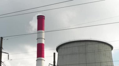 Kyiv, Ukraine. Aerial view, Kyiv power plant CHPP-6 in Troyeshchyna. Winter. 