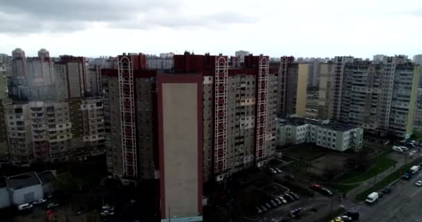 Aerial View Overlooking Old Buildings Troieshchyna Soviet District Kiev Ukraine — Stockvideo