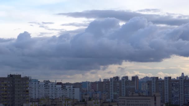 Хронология Города Киева Движение Облаков Небе Троещина — стоковое видео