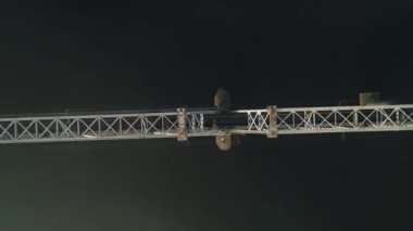 Petrovsky railway bridge over the Dnieper River, Ukraine, Kyiv city. Drone video. Autumn. Fog. 