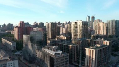 Modern residential area in the center of Kyiv. French Quarter. Elite real estate. Ukraine. Aerial. Summer. 