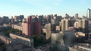 Modern residential area in the center of Kyiv. French Quarter. Elite real estate. Ukraine. Aerial. Summer. 