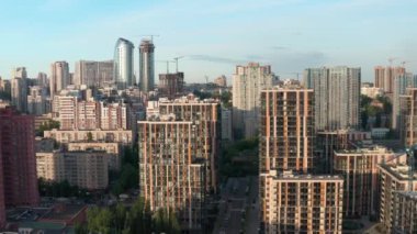 Modern residential area in the center of Kyiv. French Quarter. Elite real estate. Ukraine. Aerial. Summer. 