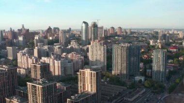Modern residential area in the center of Kyiv. French Quarter. Elite real estate. Ukraine. Aerial. Summer. 