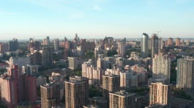 Modern residential area in the center of Kyiv. French Quarter. Elite real estate. Ukraine. Aerial. Summer. 