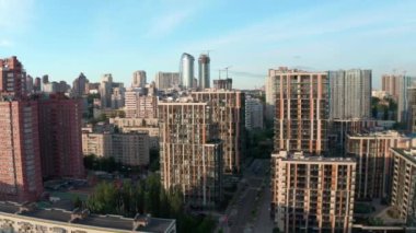 Modern residential area in the center of Kyiv. French Quarter. Elite real estate. Ukraine. Aerial. Summer. 