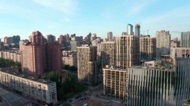 Modern residential area in the center of Kyiv. French Quarter. Elite real estate. Ukraine. Aerial. Summer. 