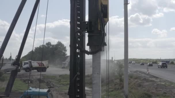 Pile Driving Machine Driving Piles Ground Site Modern Hydraulic Lifting — Video