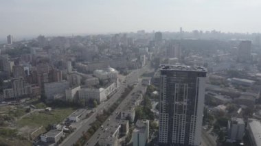 National Circus of Ukraine. Aerial. Kiev. Ukraine. Rush hour in the city center. Summer. 