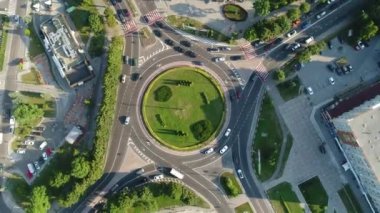 Ring road in winter. Traffic movements during rush hour. Lviv. Ukraine. Drone video. Summer. 