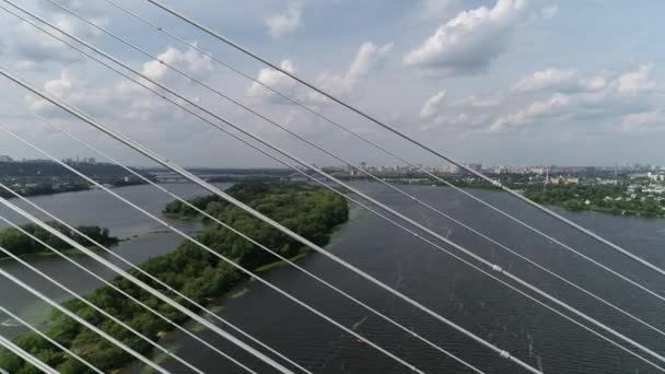 Dron Lotniczy Południowego Mostu Miasto Kijów Ukraina Dniepru Most Przecina — Wideo stockowe