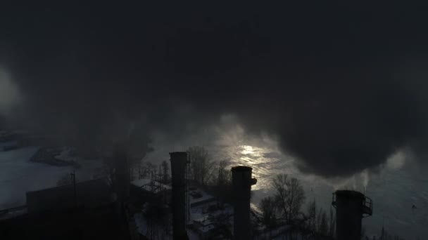 Power Plant Operates Cold Winter Smoke Pipes Kyiv Ukraine — Video Stock