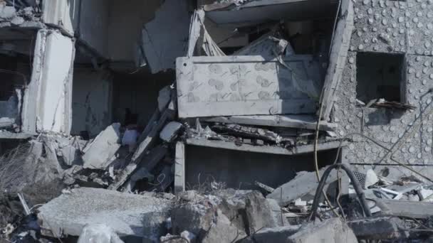 Ruins House Damaged Shelling Russian Attack Destruction Caused War Ukraine — 图库视频影像
