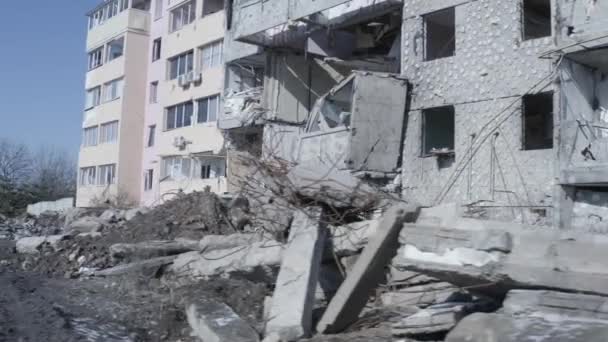 Ruins House Damaged Shelling Russian Attack Destruction Caused War Ukraine — Wideo stockowe