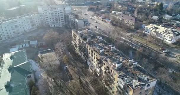 Harabeleri Bombardımandan Zarar Görmüş Rus Saldırısı Ukrayna Daki Savaşın Yol — Stok video