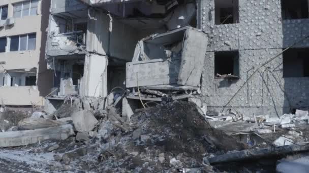 Ruins House Damaged Shelling Russian Attack Destruction Caused War Ukraine — Stockvideo