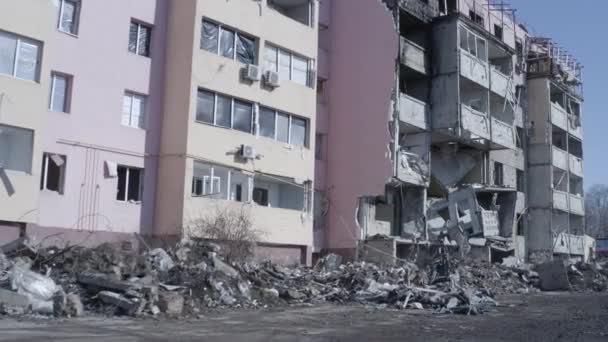 Ruins House Damaged Shelling Russian Attack Destruction Caused War Ukraine — Video Stock