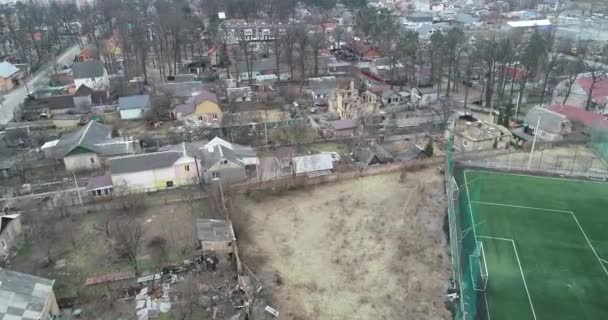 Destruição Após Ataque Aéreo Edifícios Residenciais Civis Guerra Ucrânia Casas — Vídeo de Stock