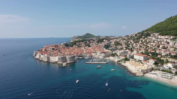 Casco Antiguo Dubrovnik Vista Aérea Histórica Ciudad Dubrovnik Croacia Famosa — Vídeos de Stock