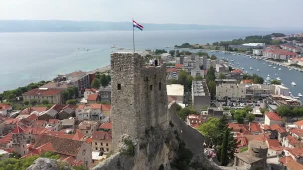 Hırvatistan Eski Kasabaları Yaz Tatili Yatçılık Cetina Nehri Engebeli Dağlar — Stok video