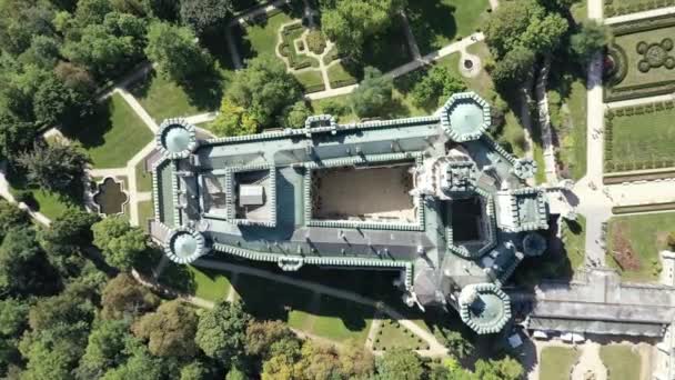 Aerial Top View Flight Hlubok Nad Vltavou Fairy Tale Castle — Stock Video