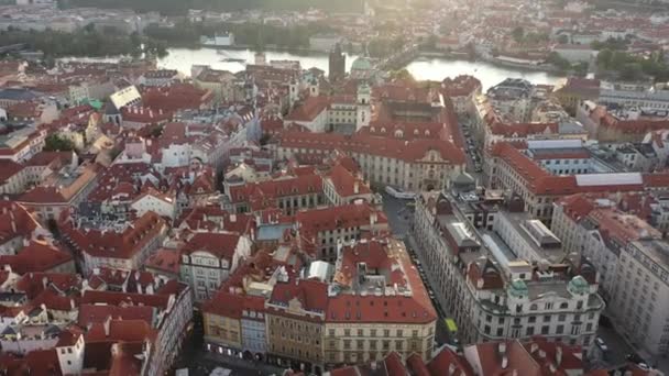 Vue Aérienne Ensoleillée Sur Place Vieille Ville Prague République Tchèque — Video