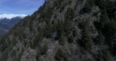 Andorra dağlarının hava manzarası, Funicamp d 'Encamp, Andorra la vella, Andorra la vieja, İspanya