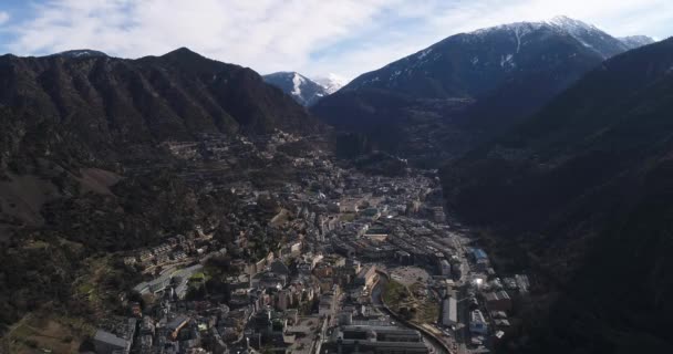 Vue Aérienne Andorre Vieille Capitale Andorre Dans Les Pyrénées Entre Vidéo De Stock