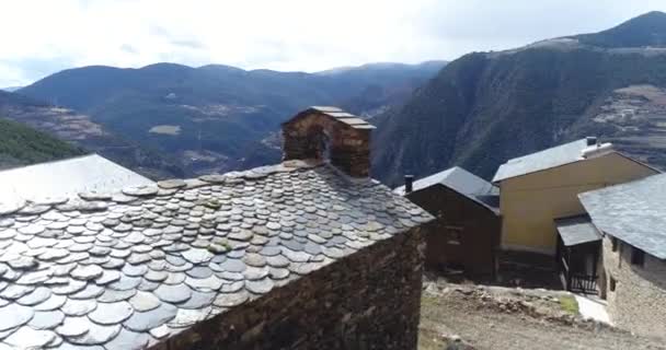 Romański Kościół Sant Esteve Juberri Powietrza Latem Andora — Wideo stockowe