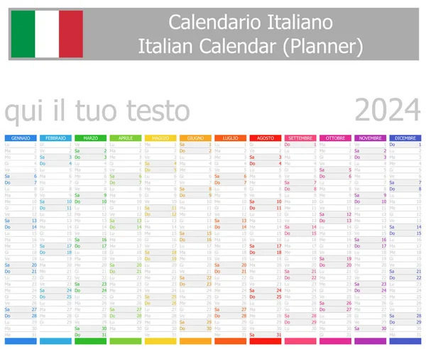 stock vector 2024 Italian Planner Calendar with Vertical Months on white background