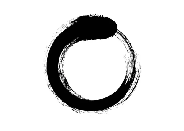 Cercle Enso Zen Noir Sur Fond Blanc Icône Logo Rond — Image vectorielle