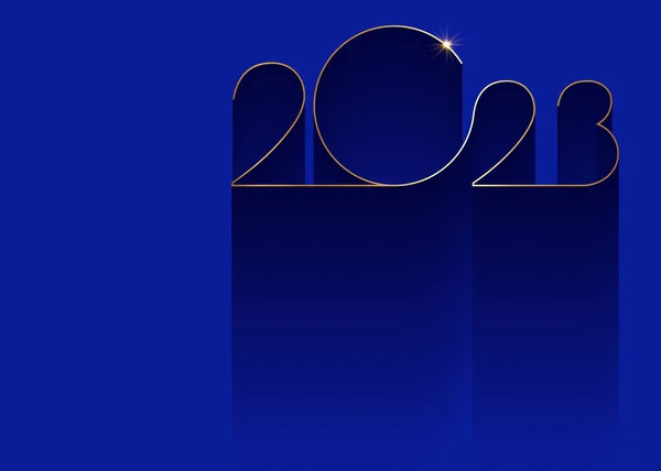2023 Ano Novo Design Logotipo Ouro Cartão Felicitações Ilustração Vetorial —  Vetores de Stock