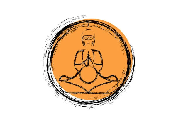 Boeddha Meditatie Oranje Enso Zen Cirkel Van Verlichting Symbool Meditatie — Stockvector