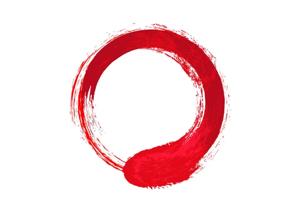 Червоне Коло Енсо Дзен Білому Тлі Піктограма Круглого Логотипу Стилі — стоковий вектор