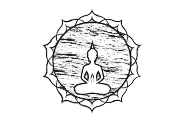 Σιλουέτα Του Βούδα Στάση Λωτού Πρότυπο Του Λογότυπου Του Ιερού — Διανυσματικό Αρχείο