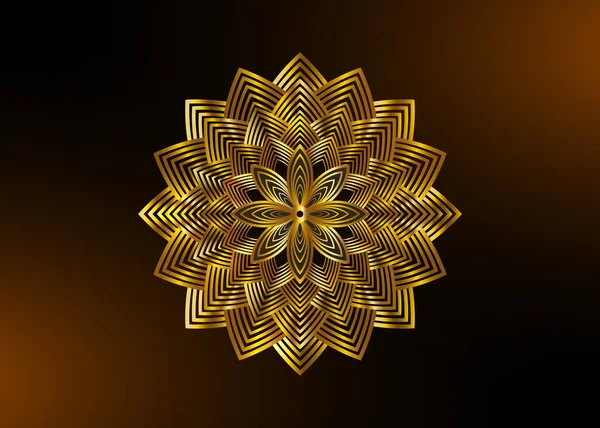 金莲花曼达拉 生命之种象征着神圣的几何 标志图标几何神秘曼陀罗炼金术深奥的花 在黑色上孤立的矢量金色圣诞之星装饰物概念 — 图库矢量图片