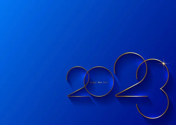 2023 Yeni Yıl Altın Logo Tasarımı Tatil Tebrik Kartı Vektör — Stok Vektör