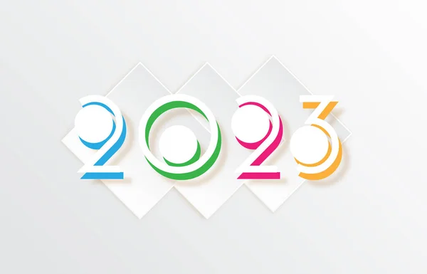 Happy New Year 2023 Text Design Patter Paper Cut Typography - Stok Vektor